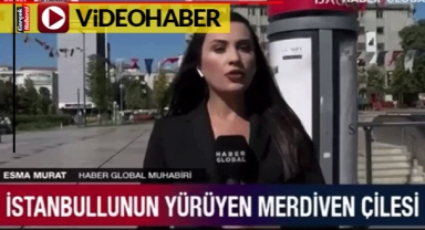 Haber Global'de ilginç anlar... Çalışan merdivenler çalışmıyor denildi