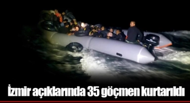 İzmir açıklarında 35 göçmen kurtarıldı