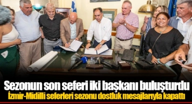 İzmir-Midilli seferleri sezonu dostluk mesajlarıyla kapattı