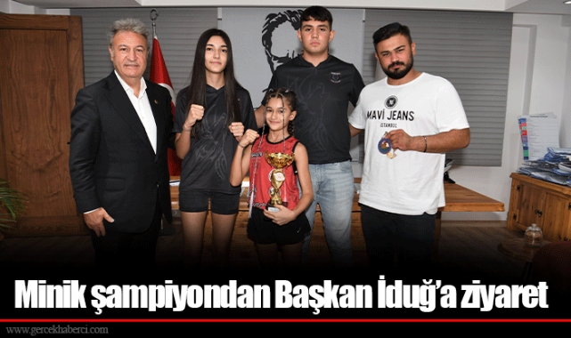 Minik şampiyondan Başkan İduğ’a ziyaret