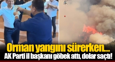 Orman yangını sürerken…  AK Parti il başkanı göbek attı, dolar saçtı!