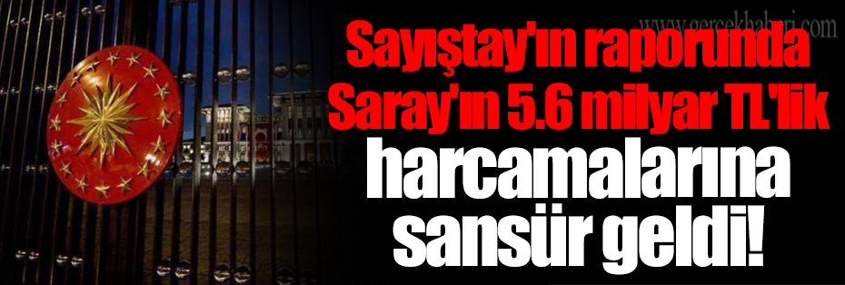 Sayıştay'ın raporunda Saray'ın 5.6 milyar TL'lik harcamalarına sansür geldi!