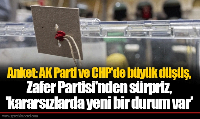 Anket: AK Parti ve CHP'de büyük düşüş, Zafer Partisi'nden sürpriz, 'kararsızlarda yeni bir durum var'