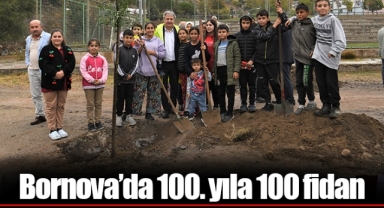 Bornova’da 100. yıla 100 fidan