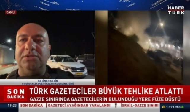 Habertürk ekibi çatışmanın ortasında kaldı: Türk gazetecilerin bulunduğu yere füze düştü!