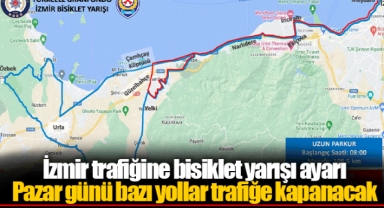 İzmir trafiğine bisiklet yarışı ayarı