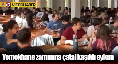 Yemekhane zammına çatal kaşıklı eylem 