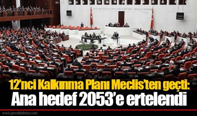 12’nci Kalkınma Planı Meclis’ten geçti: Ana hedef 2053’e ertelendi
