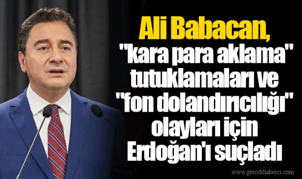 Ali Babacan, "kara para aklama" tutuklamaları ve "fon dolandırıcılığı" olayları için Erdoğan'ı suçladı