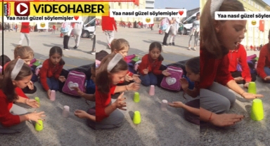 Alkış ve bardaklarla söylediler: Öğrencilerin o marşına beğeni yağdı