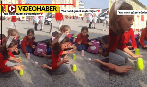 Alkış ve bardaklarla söylediler: Öğrencilerin o marşına beğeni yağdı