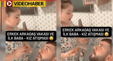 Baba-kızın erkek arkadaş kavgası güldürdü: