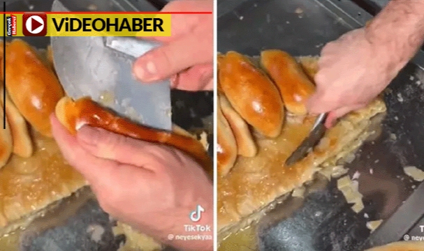 Börekli poğaça yaptı, müşteriye tartarak sattı