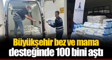 Büyükşehir bez ve mama desteğinde 100 bini aştı