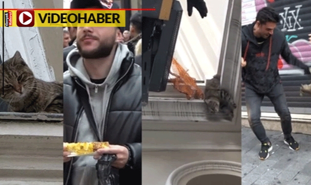 İstiklal Caddesi'nde film gibi kedi kurtarma operasyonu