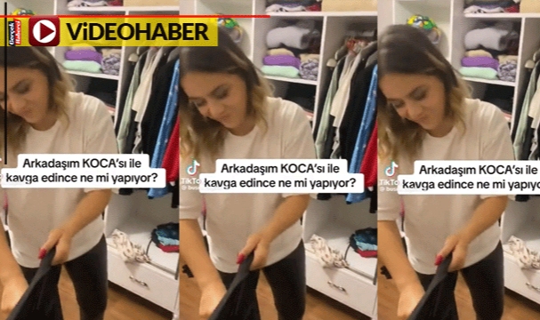 Kocasıyla tartıştı, kıyafetlerini paramparça etti