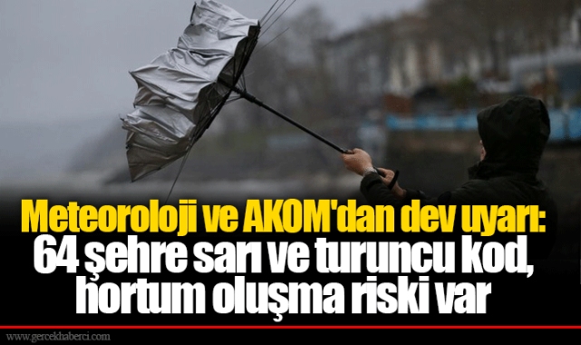 Meteoroloji ve AKOM'dan dev uyarı: 64 şehre sarı ve turuncu kod, hortum oluşma riski var