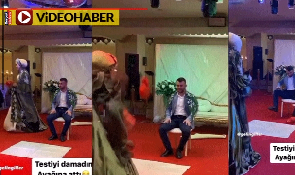 O gelin testiyi kırayım derken damadın ayağını kırıyordu