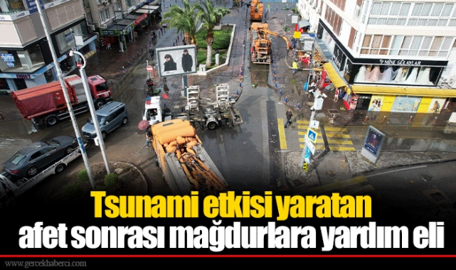 Tsunami etkisi yaratan afet sonrası mağdurlara yardım eli