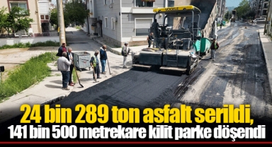 24 bin 289 ton asfalt serildi, 141 bin 500 metrekare kilit parke döşendi