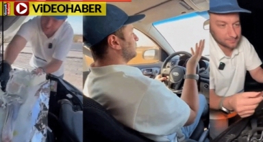 Aracın motorunda pişirdiği eti afiyetle yedi
