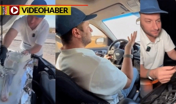 Aracın motorunda pişirdiği eti afiyetle yedi