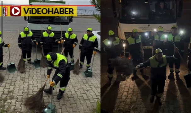 Belediyenin temizlik işçileri de o akıma katıldı, renkli görüntüler ortaya çıktı
