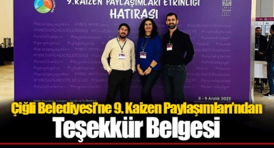 Çiğli Belediyesi’ne 9. Kaizen Paylaşımları’ndan Teşekkür Belgesi