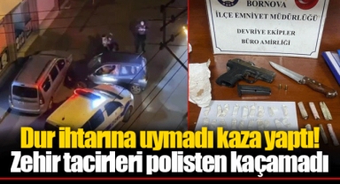 Dur ihtarına uymadı kaza yaptı! Zehir tacirleri polisten kaçamadı