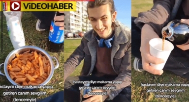 Hasta kız arkadaşına tencereyle makarna getirmesi izleyenleri gülümsetti