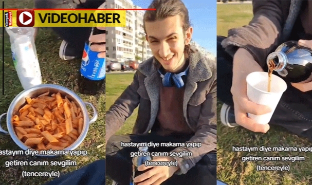 Hasta kız arkadaşına tencereyle makarna getirmesi izleyenleri gülümsetti