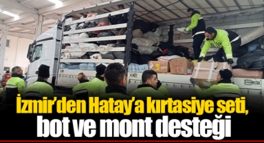İzmir’den Hatay’a kırtasiye seti, bot ve mont desteği