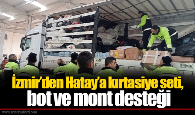 İzmir’den Hatay’a kırtasiye seti, bot ve mont desteği