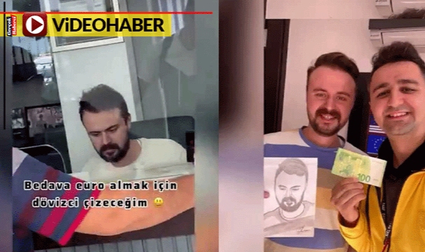 Kara kalem portresini çizen adama 100 euro verdi