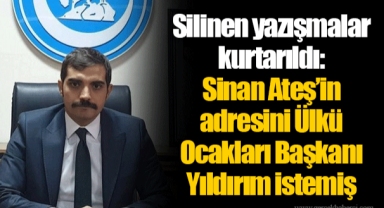 Silinen yazışmalar kurtarıldı: Sinan Ateş’in adresini Ülkü Ocakları Başkanı Yıldırım istemiş