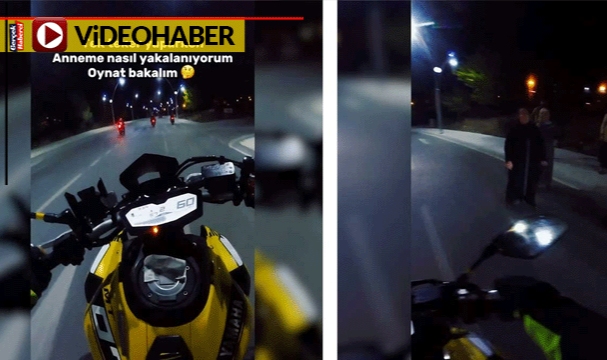 Tekerlek kaldıran motorcu annesine yakalanınca fırça yedi