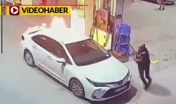 Yakıt doldurulan otomobil alev aldı