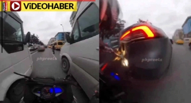 Yaya birden karşına çıktı... Motorcu böyle kaydı