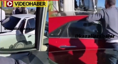 Zincirleme trafik kazasında böyle isyan etti: