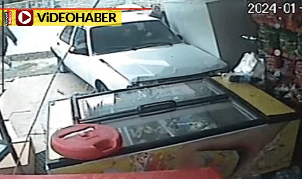 Acemi kadın sürücü bakkala böyle daldı