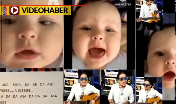 Bebeğin konuşma çabalarını şarkıya dönüştürdüler: Sevimli anlar gülümsetti