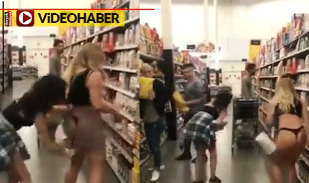 Böyle şaka yapılır mı... Marketin ortasında arkadaşının eteğini alıp kaçtı