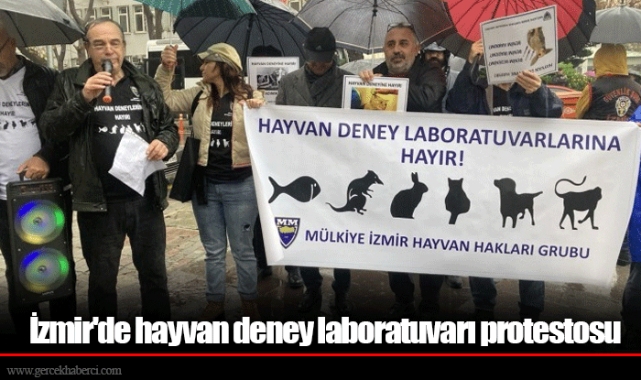 İzmir'de hayvan deney laboratuvarı protestosu