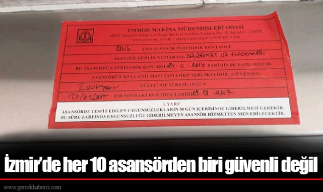 İzmir’de her 10 asansörden biri güvenli değil