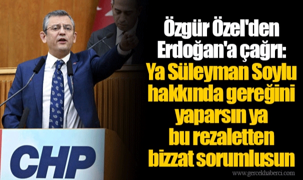 Özgür Özel'den Erdoğan'a çağrı: Ya Süleyman Soylu hakkında gereğini yaparsın ya bu rezaletten bizzat sorumlusun