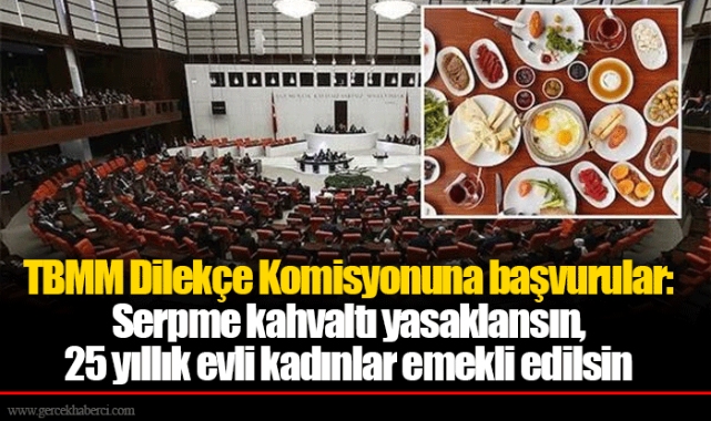 TBMM Dilekçe Komisyonuna başvurular: Serpme kahvaltı yasaklansın, 25 yıllık evli kadınlar emekli edilsin