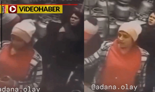 Tüpçüyü oyalayıp eteğinin altına soktu... O hırsızlık kamerada