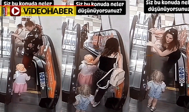 Yürüyen merdivende kızını tek bıraktı... Korkan çocuğu başka bir anne kurtardı