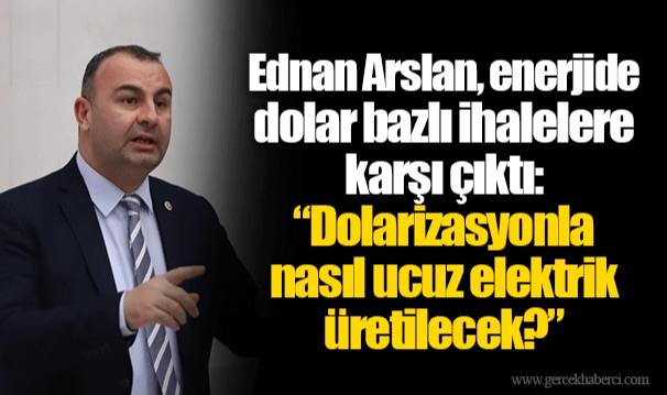 Ednan Arslan, enerjide dolar bazlı ihalelere karşı çıktı: “Dolarizasyonla nasıl ucuz elektrik üretilecek?”