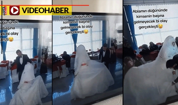 Gelinin eteği altında sandalye kaldı, herkes çıkarmak için seferber oldu